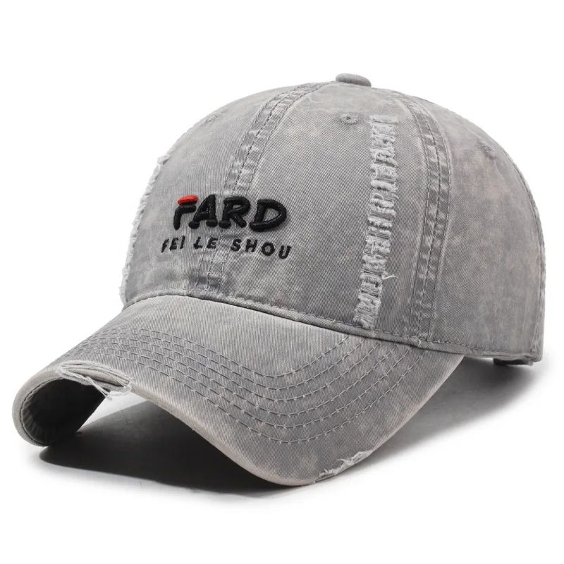 Korean Retro Washed Cotton Baseball Cap Unisex Embroidered Letter Cap Adjustable Summer Sun Hat 3