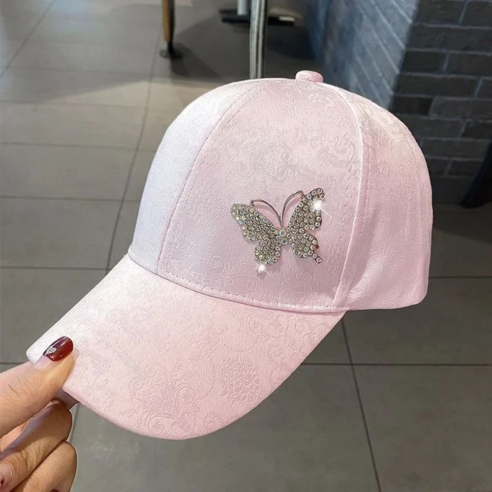 Butterfly Sparkle Rhinestone Sun Baseball Cap For Women 0