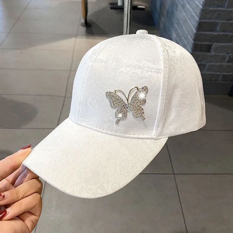 Butterfly Sparkle Rhinestone Sun Baseball Cap For Women 2