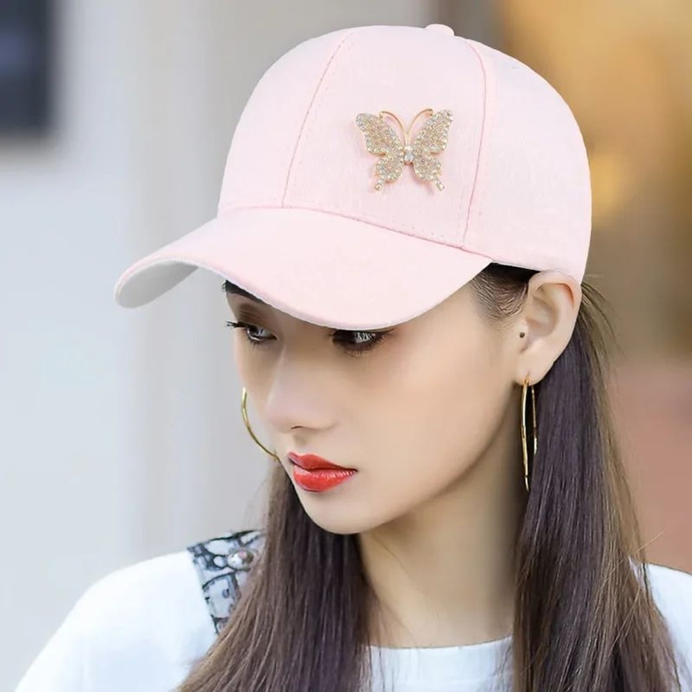 Butterfly Sparkle Rhinestone Sun Baseball Cap For Women 5