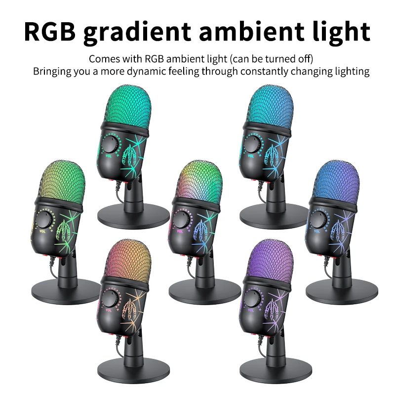 RGB USB Gaming Microphone With Noise Reduction RealTime Monitoring For Streaming Podcasting 3