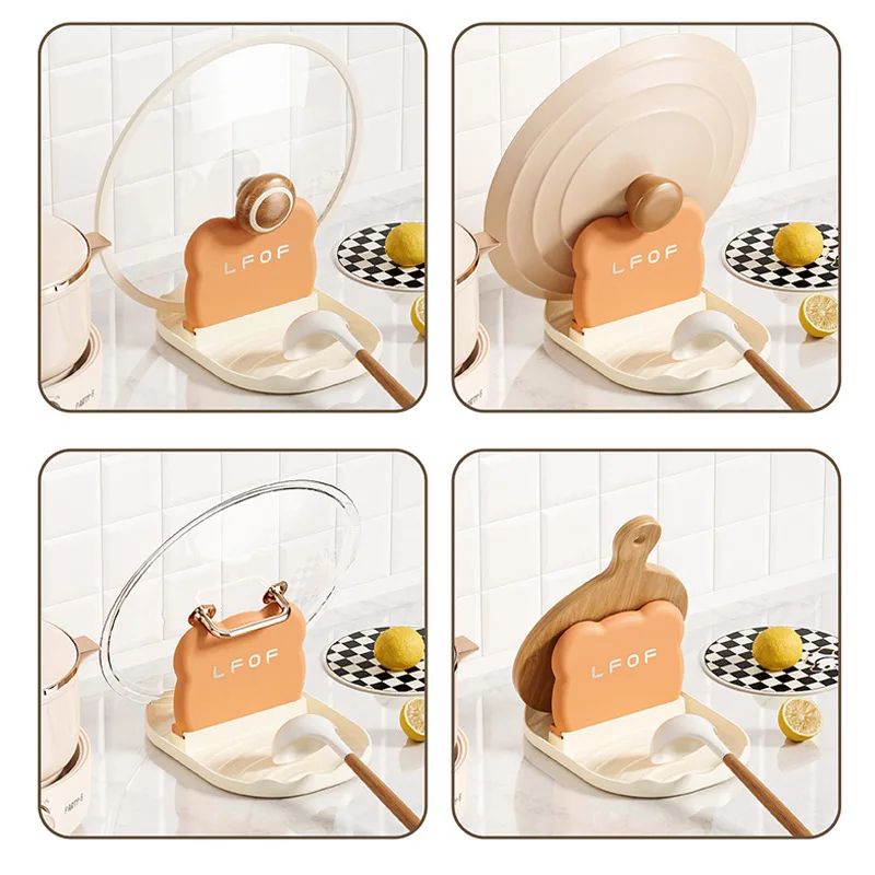 Multifunction Pot Lid Holder Spoon Rest Kitchen Organizer 4
