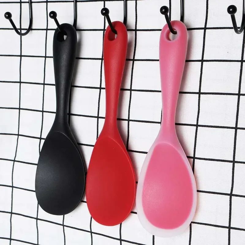Hanging Silicone Rice Spoon NonStick Rice Paddle For Rice Cookers Cookware 4