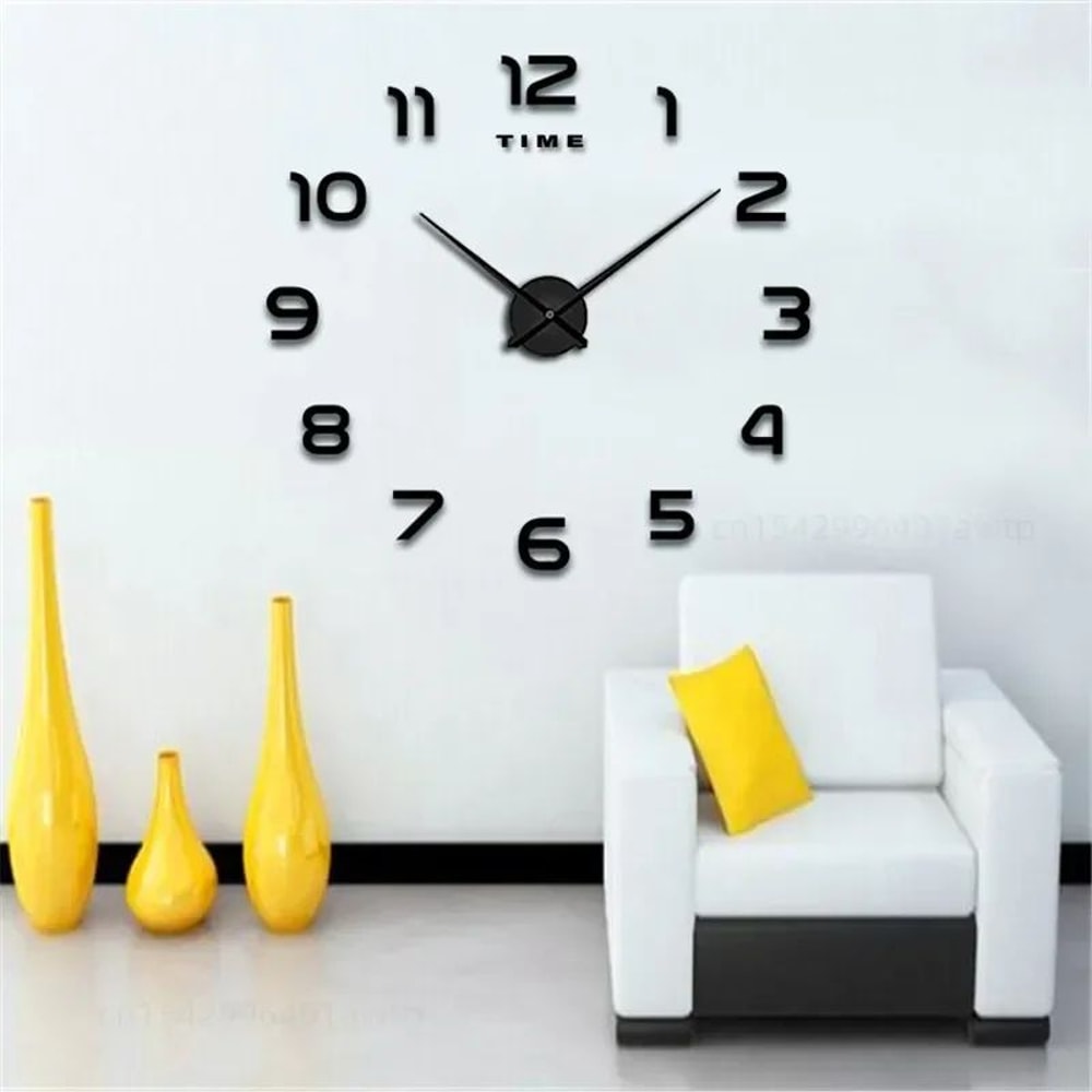 Modern DIY Large Wall Clock Acrylic Mirror Frameless Decor 3