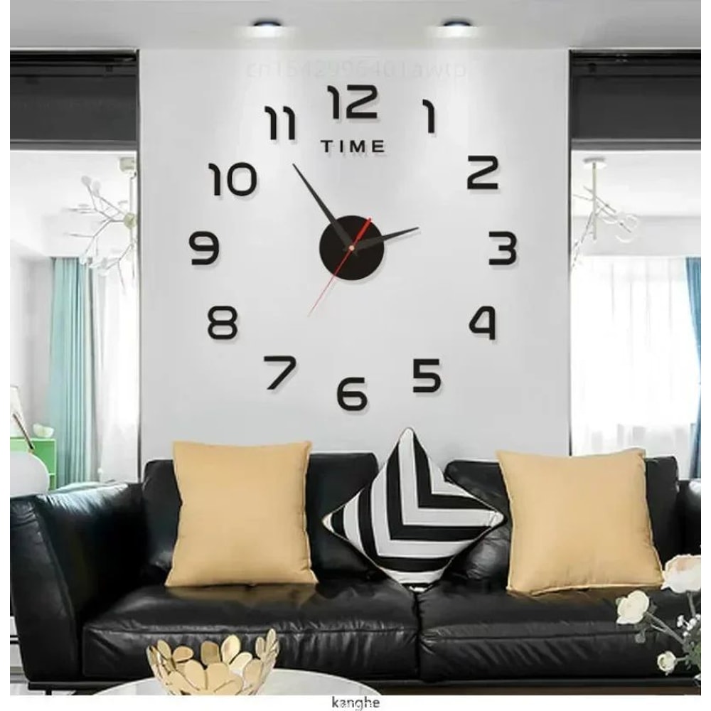 Modern DIY Large Wall Clock Acrylic Mirror Frameless Decor 4