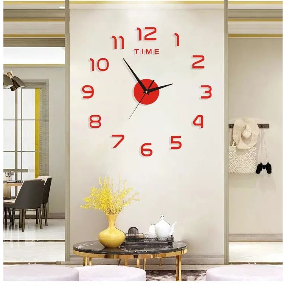 Modern DIY Large Wall Clock Acrylic Mirror Frameless Decor 9