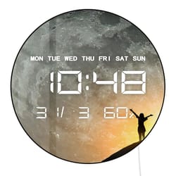 milky way moon phase led digital wall clock – large celestial display for wall or desk