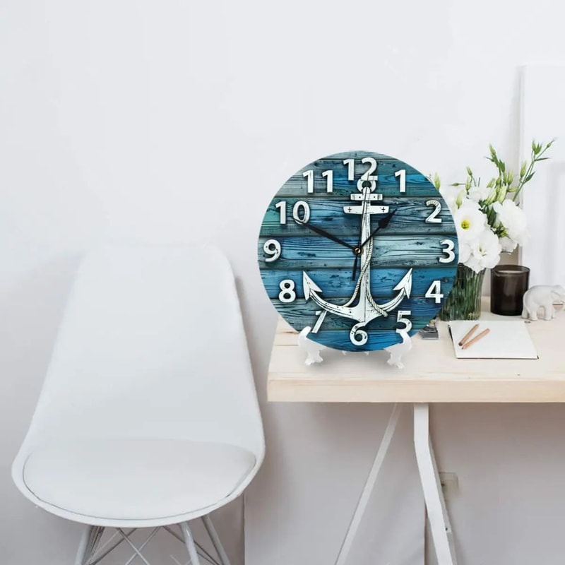 Vintage Nautical Anchor Wall Clock For Bathroom And Beach House Decor 2