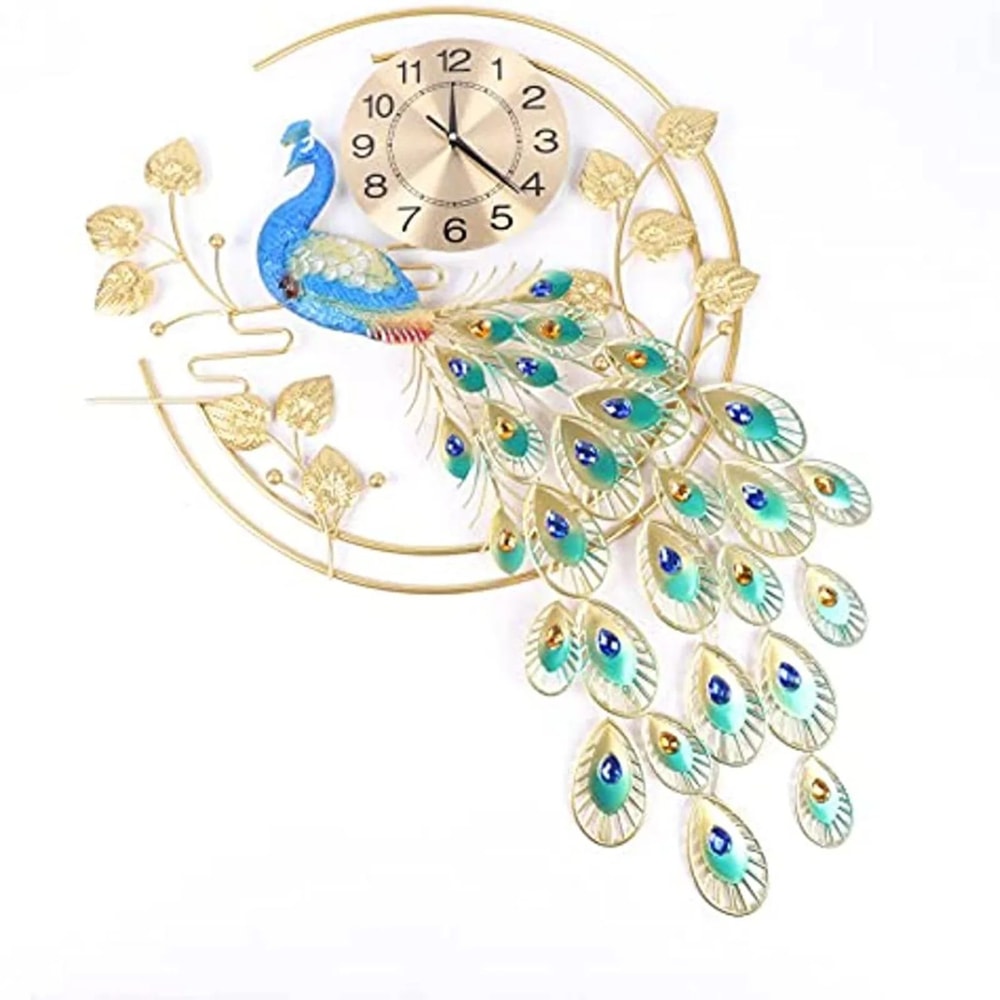 Modern Peacock Metal Wall Clock Elegant Silent Wall Clock Decor 5