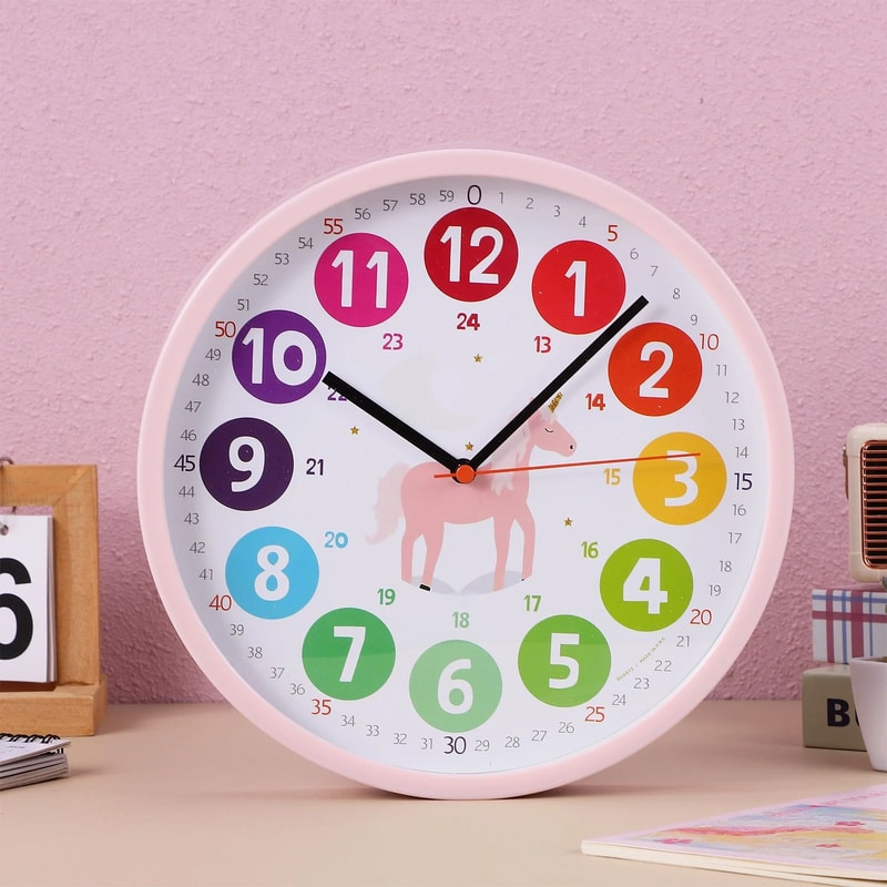 Colorful Kids Learning Clock Silent Analog Teaching Wall Clock For Bedroom Classroom Playroom 3