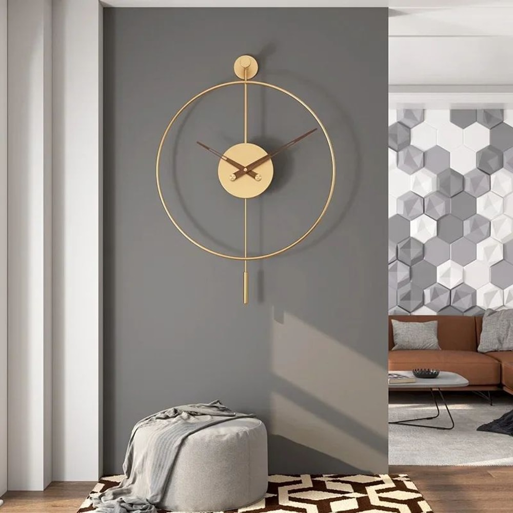 Modern Minimalist Swing Pendulum Wall Clock Silent Decorative Metal Wall Clock For Living Room Of 4