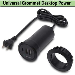 30w usb-c desktop power grommet charging station (2-inch recessed desk outlet)