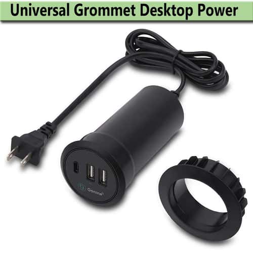 30W USB-C Desktop Power Grommet Charging Station (2-Inch Recessed Desk Outlet)