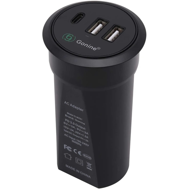 30W USBC Desktop Power Grommet Charging Station 2Inch Recessed Desk Outlet 1