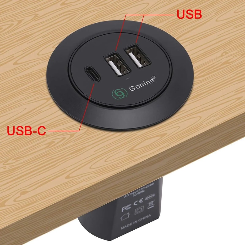 30W USBC Desktop Power Grommet Charging Station 2Inch Recessed Desk Outlet 2