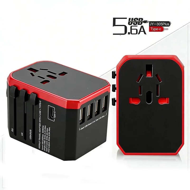 GlobalCharge Universal Travel Adapter With USBC International Plug Adapter MultiPort Travel Charg 1