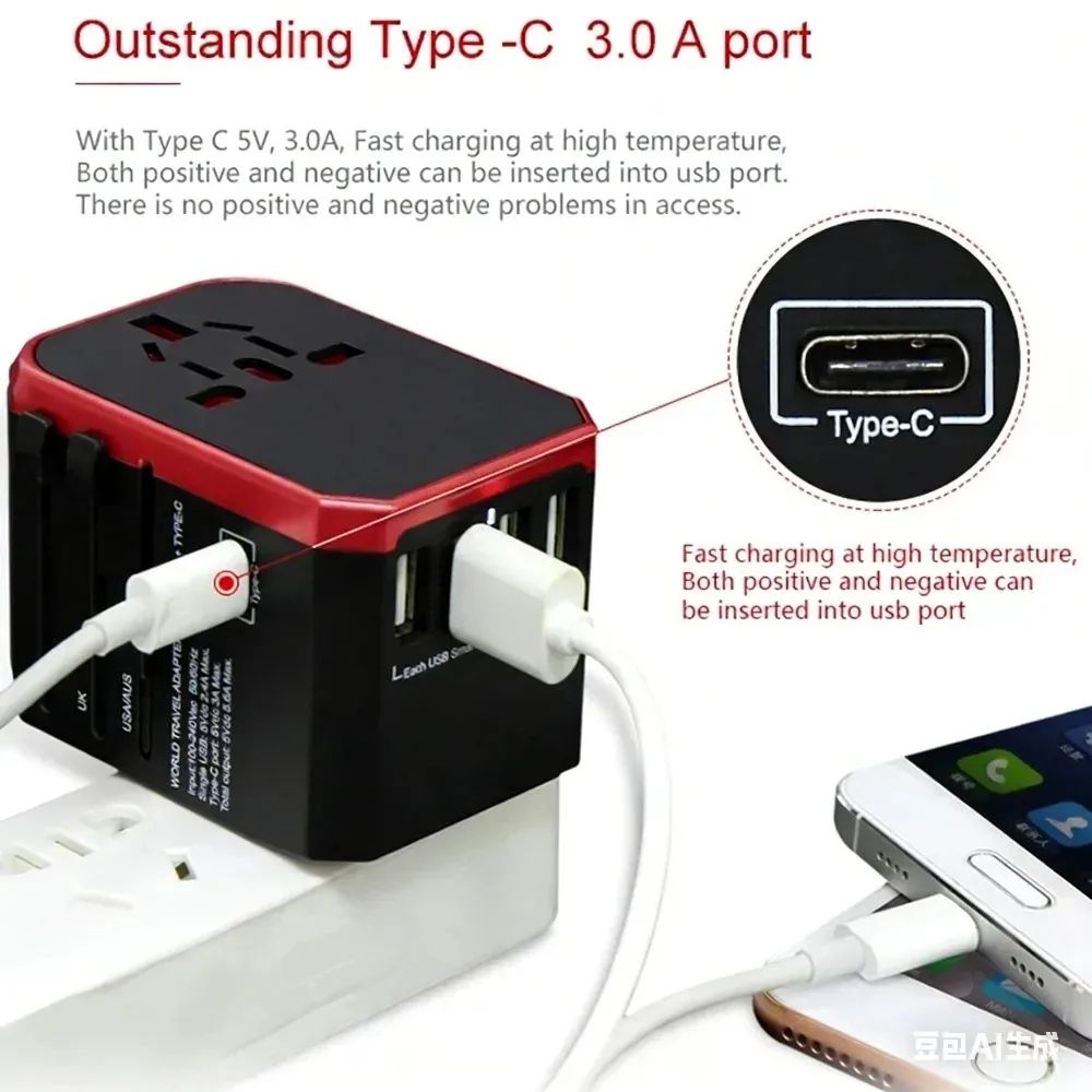 GlobalCharge Universal Travel Adapter With USBC International Plug Adapter MultiPort Travel Charg 2