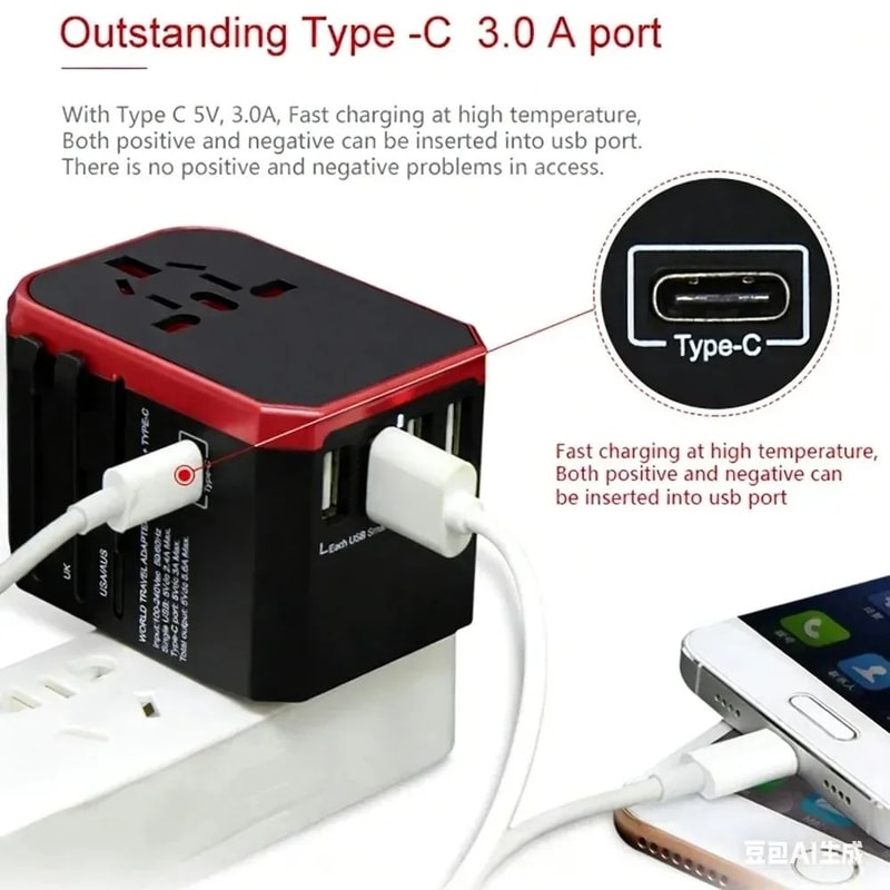 GlobalCharge Universal Travel Adapter With USBC International Plug Adapter MultiPort Travel Charg 2