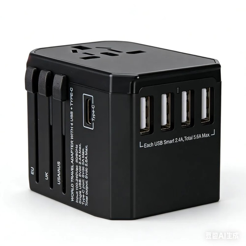 GlobalCharge Universal Travel Adapter With USBC International Plug Adapter MultiPort Travel Charg 6
