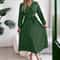 Elegant Polka Dot Maxi Dress VNeck Long Sleeve Pleated High Waist Swing Dress 1