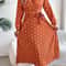 Elegant Polka Dot Maxi Dress VNeck Long Sleeve Pleated High Waist Swing Dress 4