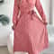 Elegant Polka Dot Maxi Dress VNeck Long Sleeve Pleated High Waist Swing Dress 5