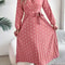 Elegant Polka Dot Maxi Dress VNeck Long Sleeve Pleated High Waist Swing Dress 5