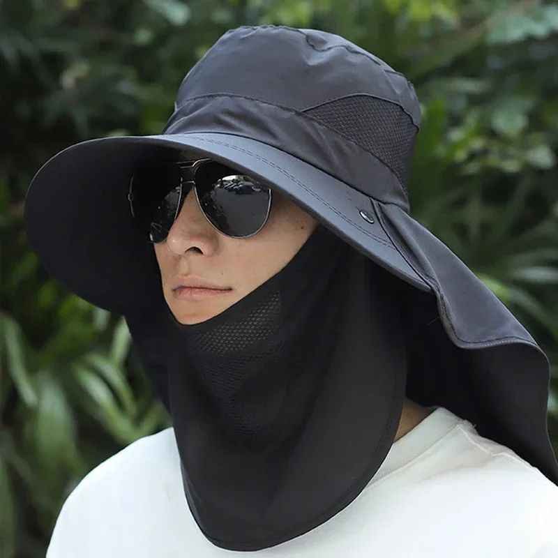 Removable Flap UV Protection Sun Hat Convertible Wide Brim Fishing Hiking Bucket Hat 1