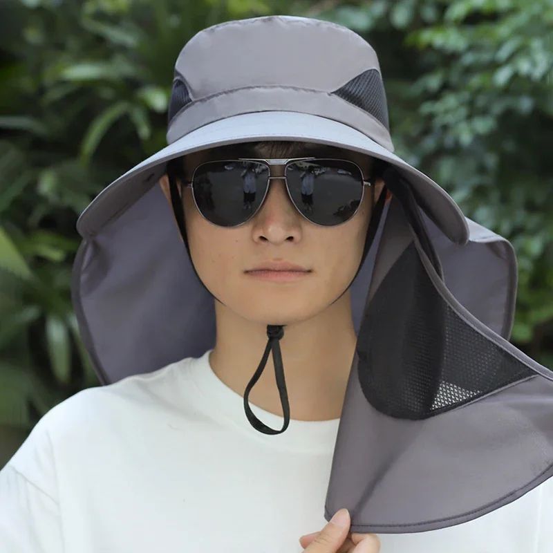 Removable Flap UV Protection Sun Hat Convertible Wide Brim Fishing Hiking Bucket Hat 2