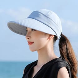 foldable wide brim ponytail sun hat with uv protection for women