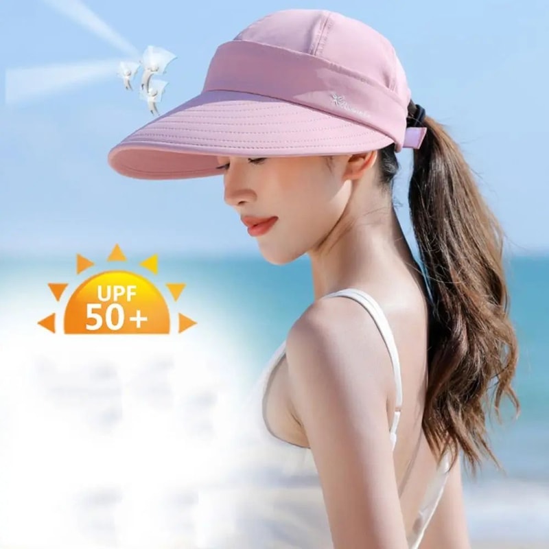 Foldable Wide Brim Ponytail Sun Hat With UV Protection For Women 1