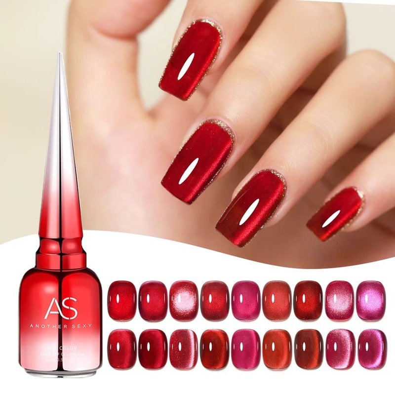 Cherry Ruby Magnetic Cat Eye Gel Nail Polish 15ml Chameleon Red UVLED Manicure Gel 1