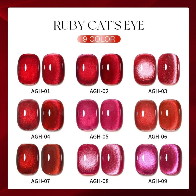 Cherry Ruby Magnetic Cat Eye Gel Nail Polish 15ml Chameleon Red UVLED Manicure Gel 2