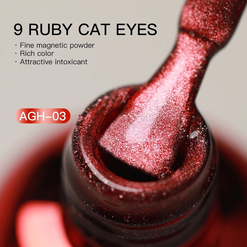 Cherry Ruby Magnetic Cat Eye Gel Nail Polish 15ml Chameleon Red UVLED Manicure Gel 3