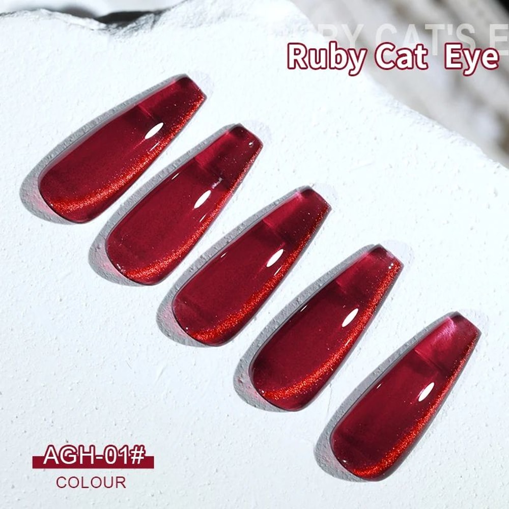 Cherry Ruby Magnetic Cat Eye Gel Nail Polish 15ml Chameleon Red UVLED Manicure Gel 6