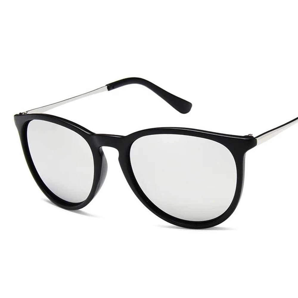 Retro Round Cat Eye Sunglasses With Mirror Lenses 2