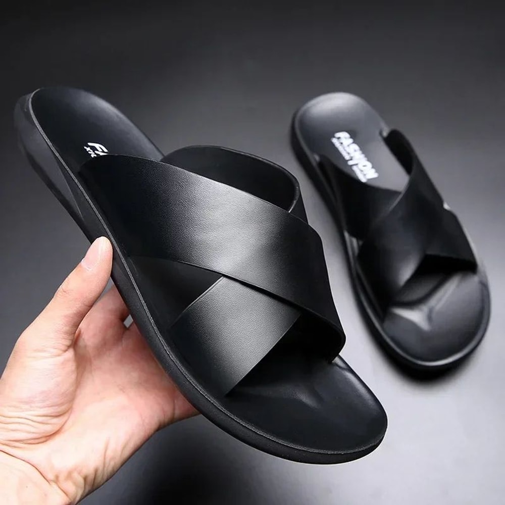 Harbor Luxe Mens Leather Sandals Casual SlipOn Beach Comfort 3