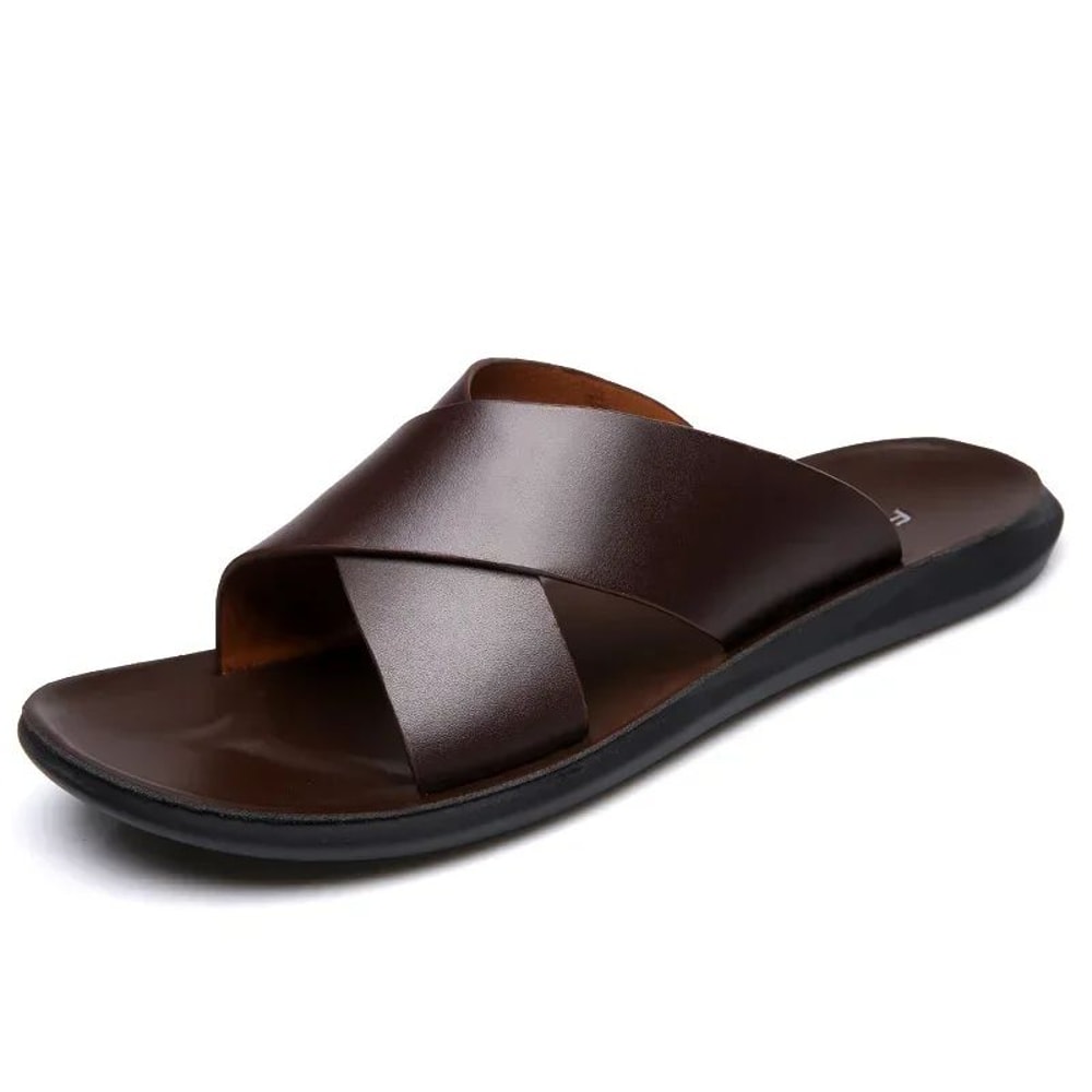 Harbor Luxe Mens Leather Sandals Casual SlipOn Beach Comfort 5