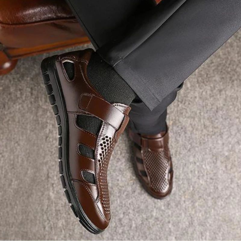 Luxury Genuine Leather Men Sandals Breathable NonSlip Business Casual Summer Shoes 4