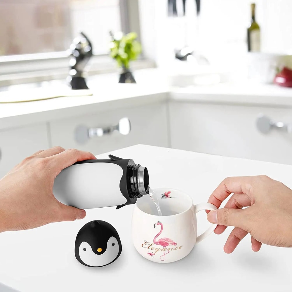 Penguin Kids Stainless Steel Thermos Bottle 95oz Insulated Travel Mug For School Tea Coffee 4