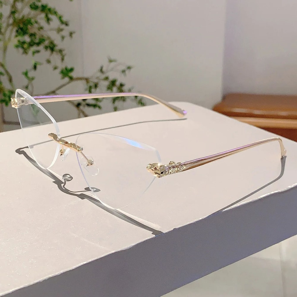 Vintage Y2K Rimless Triangle Cat Eye Sunglasses Retro Punk Designer Shades 2