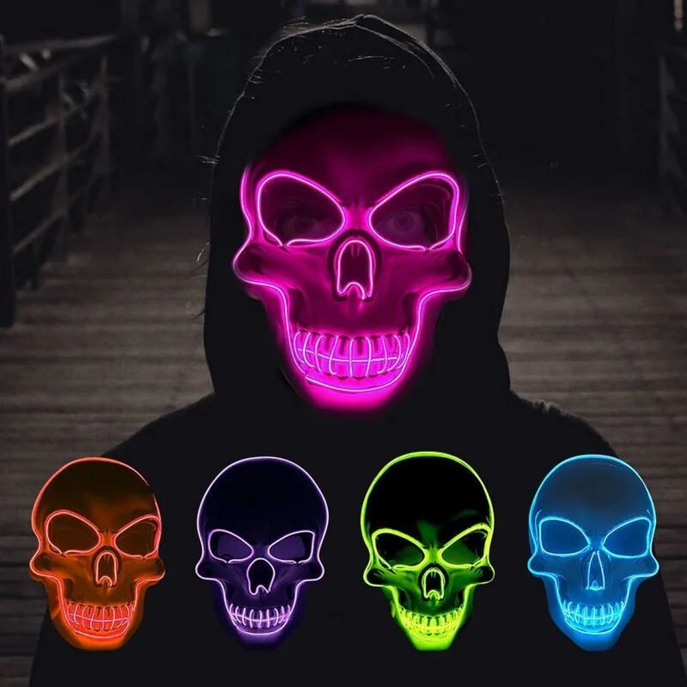 LED Skull Mask Glowing Halloween Cosplay Mask With Cold Light Effects 0