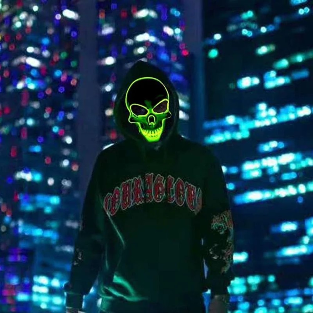 LED Skull Mask Glowing Halloween Cosplay Mask With Cold Light Effects 1