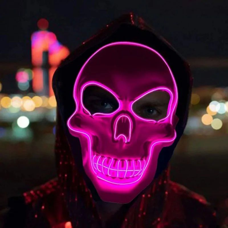 LED Skull Mask Glowing Halloween Cosplay Mask With Cold Light Effects 4