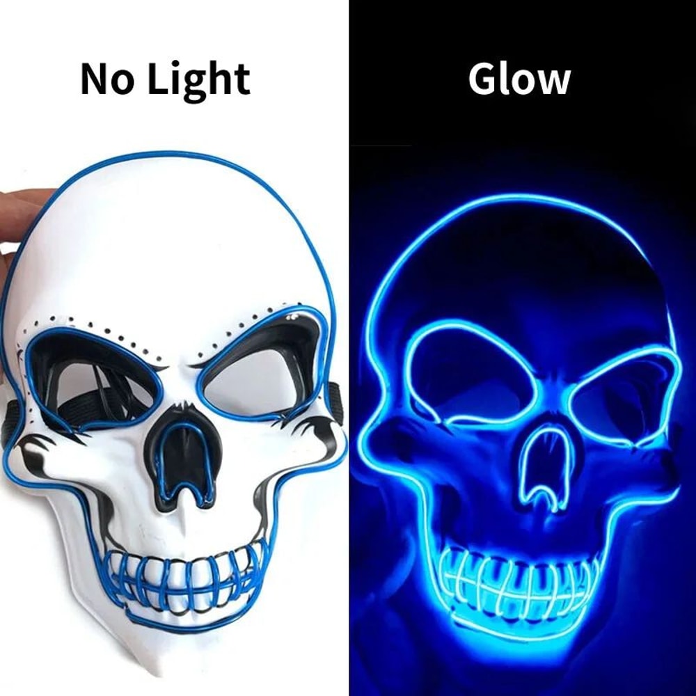 LED Skull Mask Glowing Halloween Cosplay Mask With Cold Light Effects 5