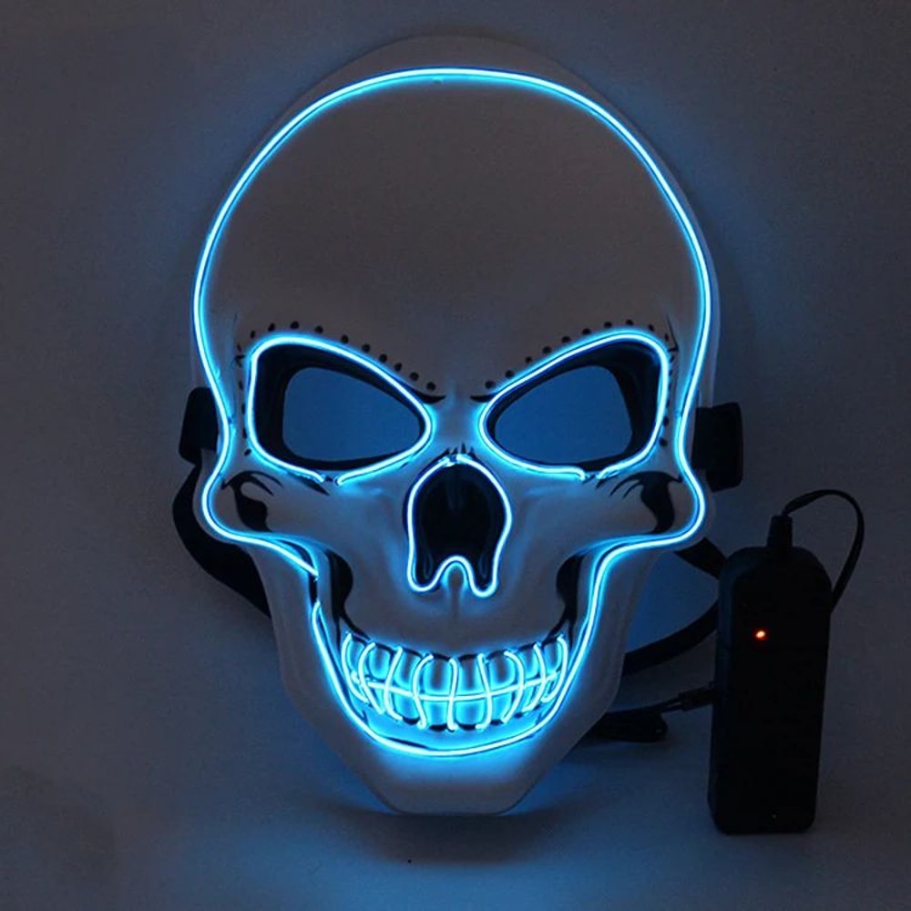 LED Skull Mask Glowing Halloween Cosplay Mask With Cold Light Effects 7