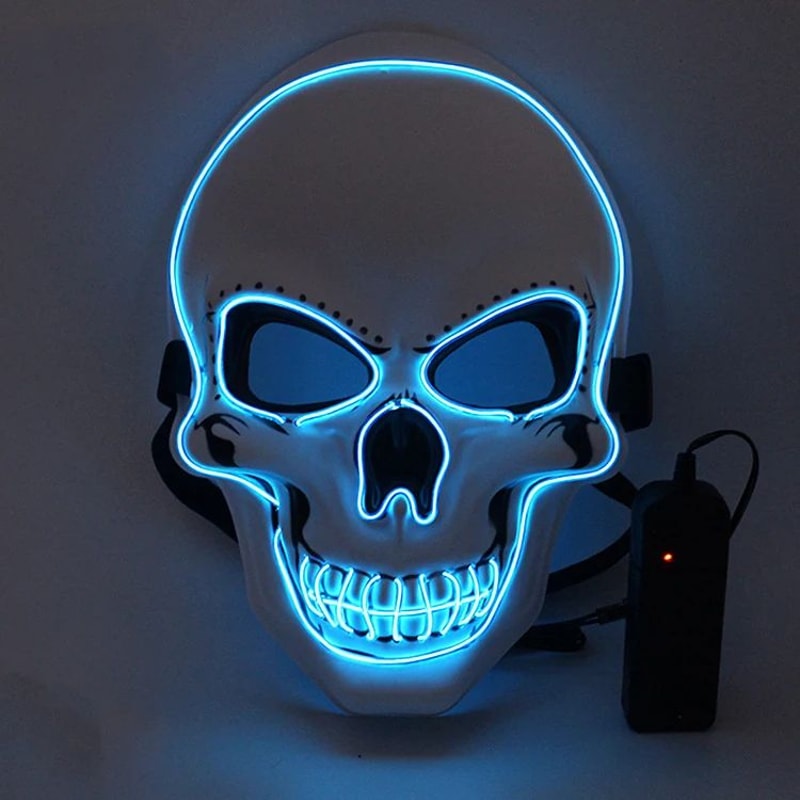 LED Skull Mask Glowing Halloween Cosplay Mask With Cold Light Effects 7