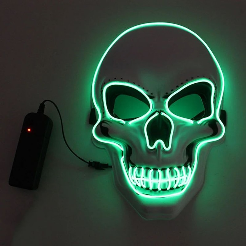 LED Skull Mask Glowing Halloween Cosplay Mask With Cold Light Effects 8