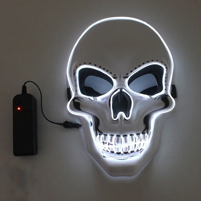 LED Skull Mask Glowing Halloween Cosplay Mask With Cold Light Effects 12