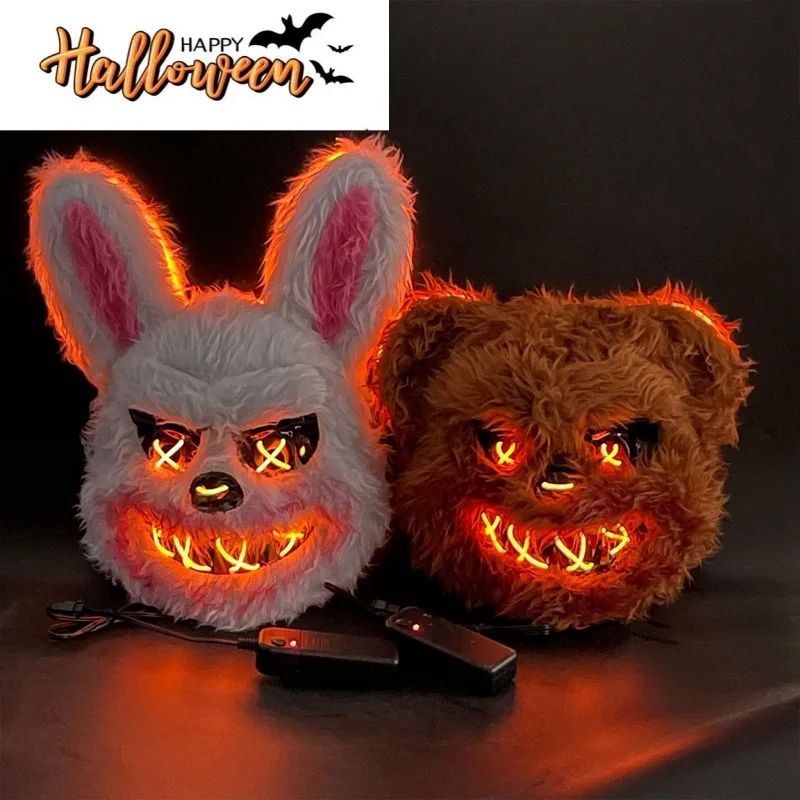 LED Bloody Rabbit Glow Mask Horror Cosplay Light Up Halloween Mask 0